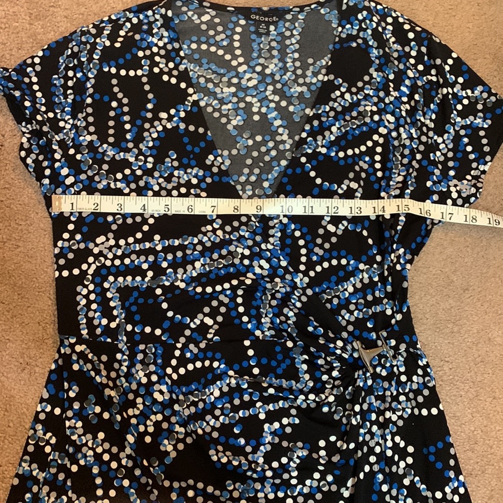 EUC Blue Polka Dot Wrap Dress - Picture 8 of 11